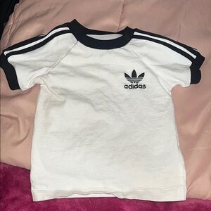 adidas Kids White and Black Short Sleeve Tee